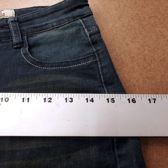 Blue Rag Jeans Womens 10 Dark Wash Blue Straight Leg Faded Stretch Trendy Modern - Picture 4 of 12